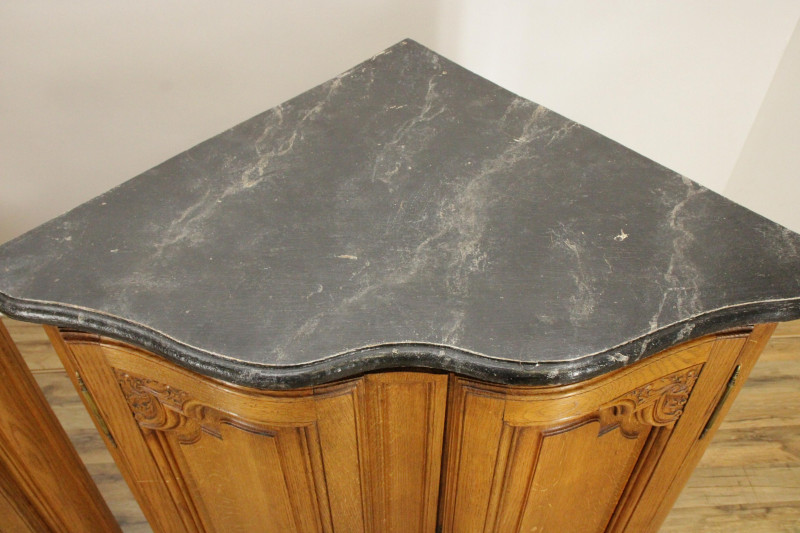 Pr French Provincial Style Corner Cabinets 19th C
