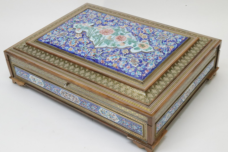 Indian Floral Enamel and Gilt Decorated Box