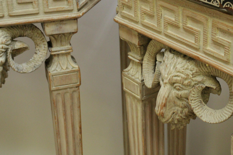 Pr George III Style Penwork Grey Consoles 19 C