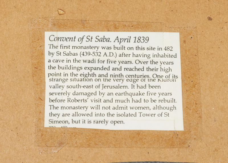 David Roberts - &apos;Convent of St. Saba&apos;, print from &apos;The Holy Land, Syria, Idumea, Arabia, Egypt &amp;amp; Nubia&apos;