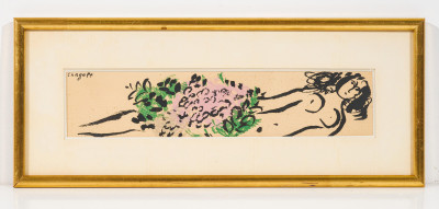 Marc Chagall - invitation card for the exhibition 'Céramiques, sculptures et Les Fables de La Fontaine'