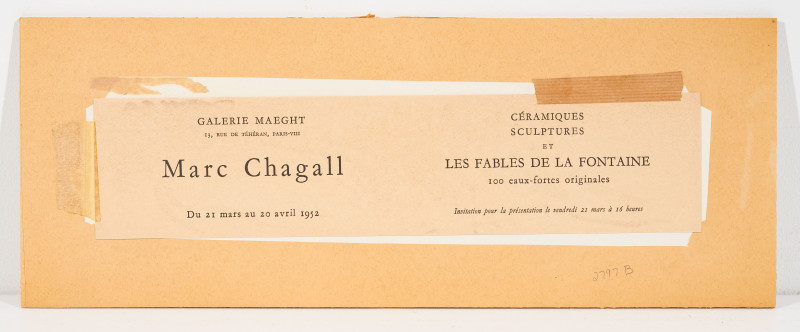 Marc Chagall - invitation card for the exhibition 'Céramiques, sculptures et Les Fables de La Fontaine'