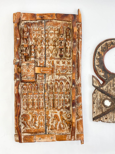 Dogon Door and 2 decorative African wall hanging items