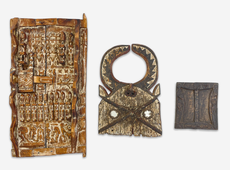 Dogon Door and 2 decorative African wall hanging items