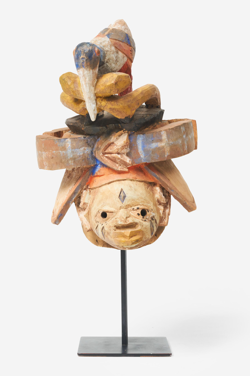 Yoruba (Western Africa), Gelede mask of bird with two snakes