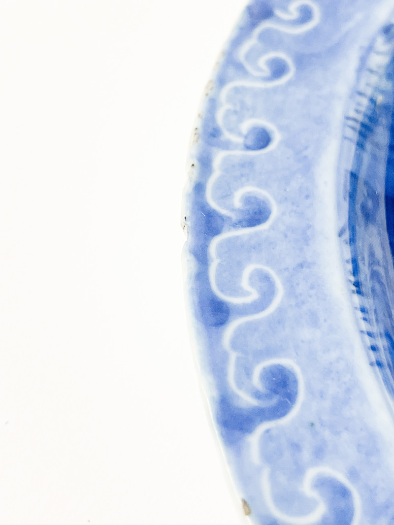 Pair of Blue and White Export Porcelain &apos;Deshima Island&apos; Plates