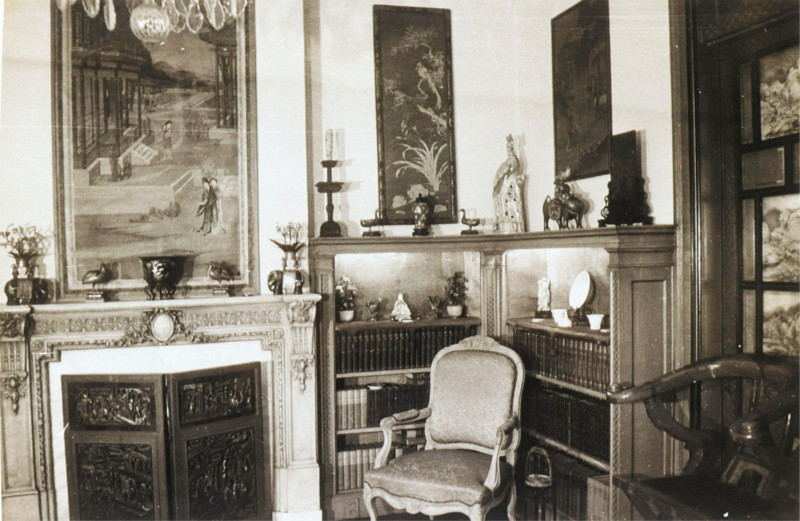 Pair Vintage Chinese Painted Glass Table Screens