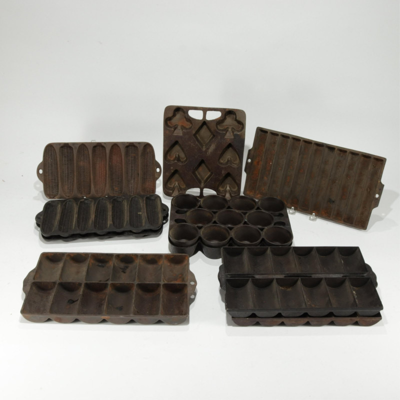 Ten Vintage Cast Iron Food Molds