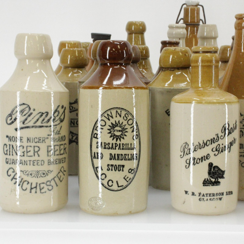 Group of Vintage Stoneware Ginger Beer Bottles