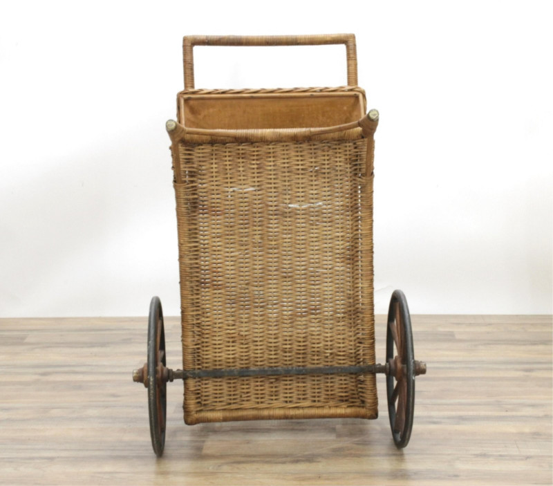 Vintage Wicker Garden/Bar Cart, E 20th C.