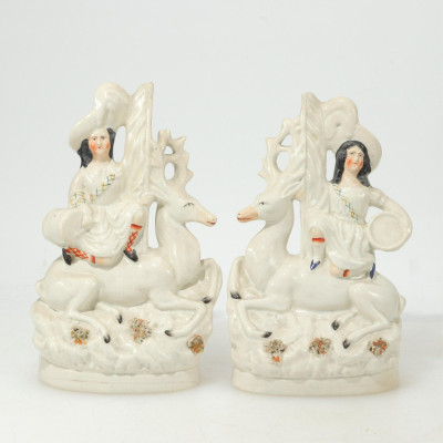 Group of 4 Staffordshire Figures with Stags