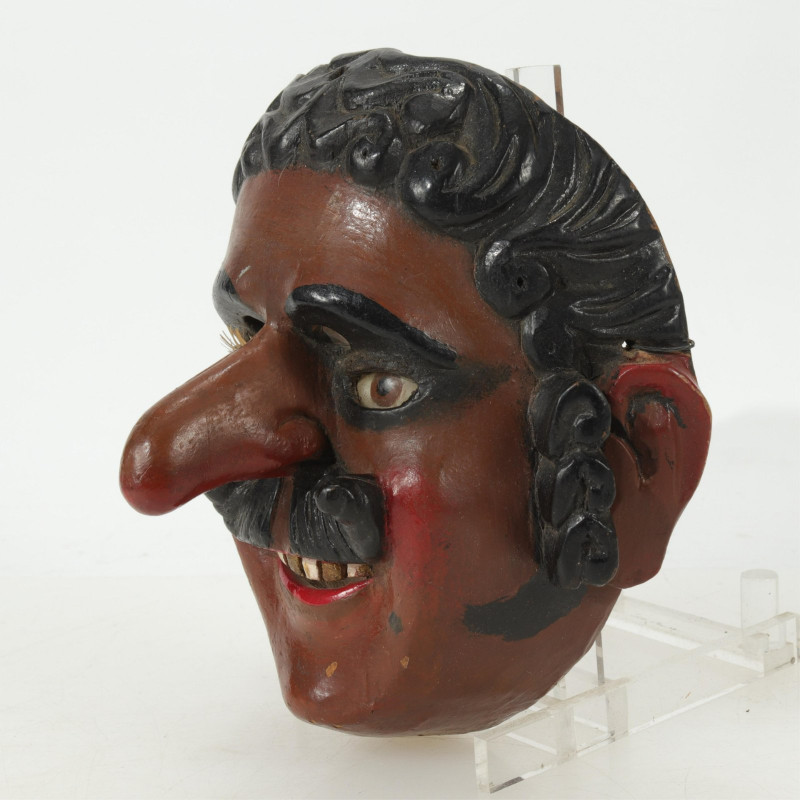 Vintage Mexican Painted Wood "Cinco de Mayo" Mask