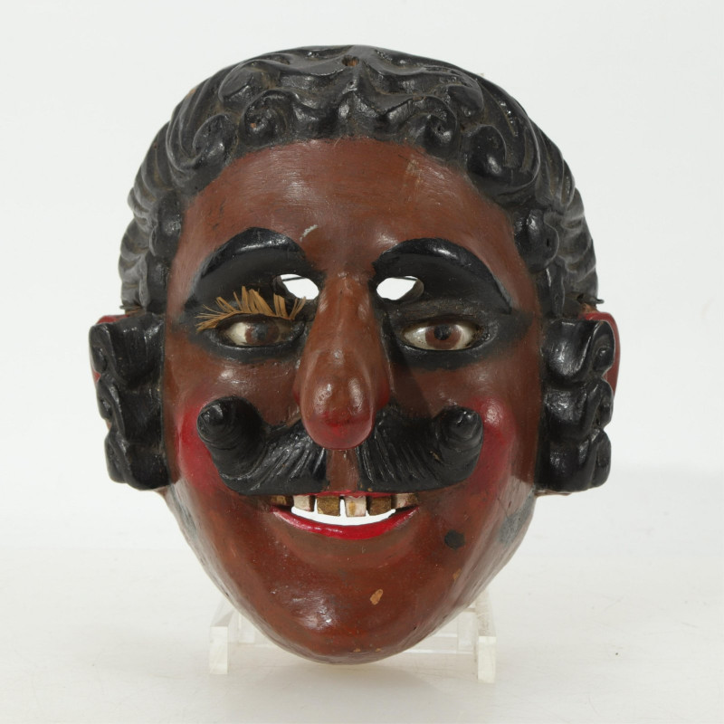Vintage Mexican Painted Wood "Cinco de Mayo" Mask