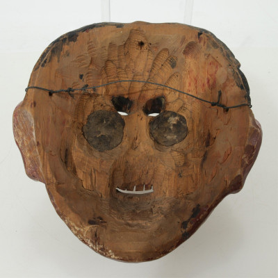 Vintage Mexican Painted Wood "Cinco de Mayo" Mask