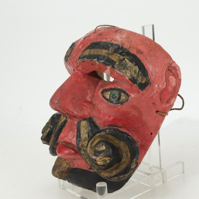 Vintage Mexican Painted Wood "Cinco de Mayo" Mask