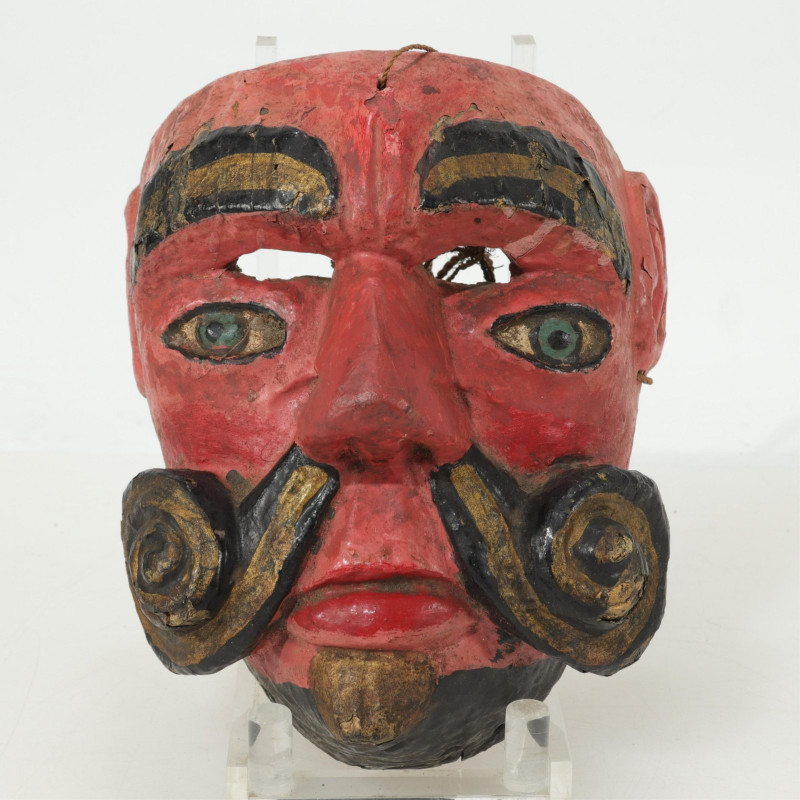 Vintage Mexican Painted Wood "Cinco de Mayo" Mask