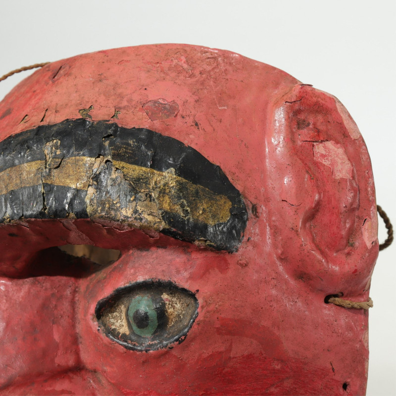 Vintage Mexican Painted Wood "Cinco de Mayo" Mask