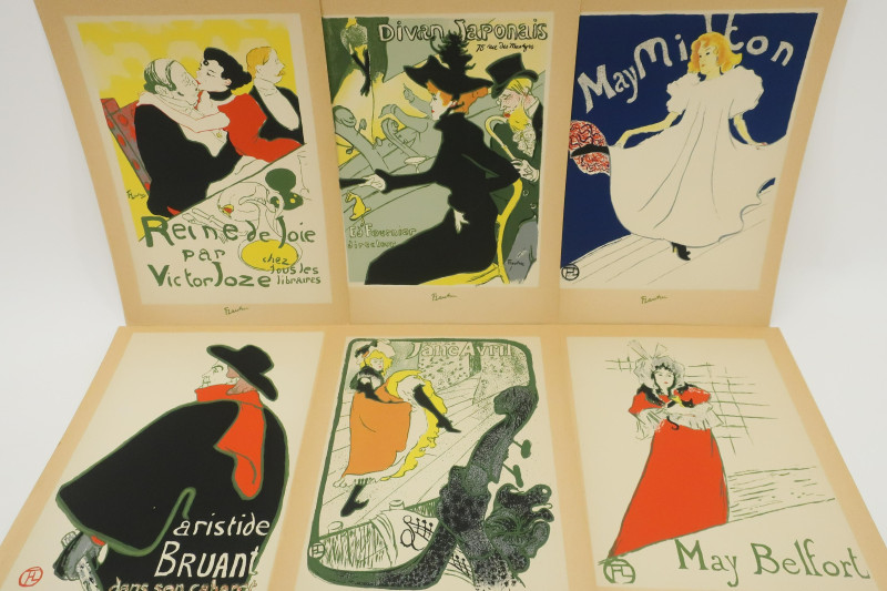 6 Toulouse Lautrec Silkscreen Color Print Posters