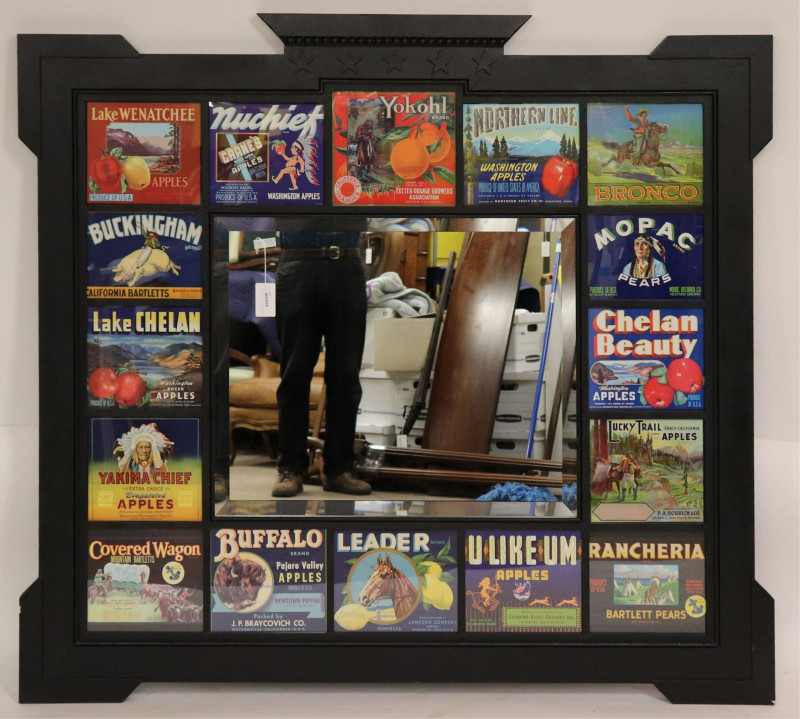 Vintage Fruit Crate Label Custom Framed Mirror