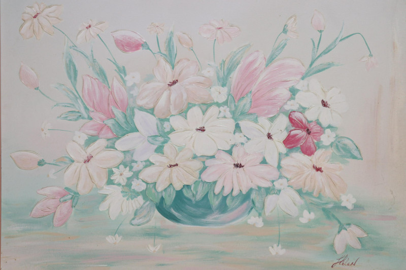 Helen, Vase of Flowers in Pastel Colors, O/C
