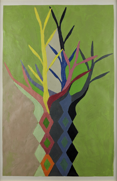 George T. Grant - Study for Metamorphasis (Pink Flower) and Mosaic Tree