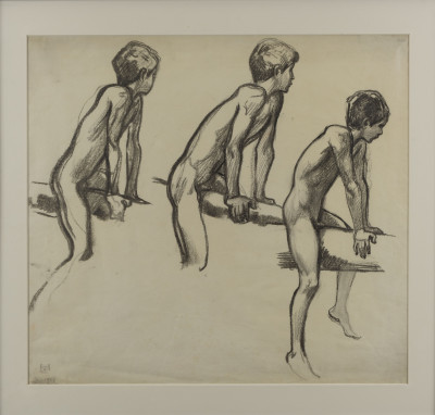 Ludwig von Hofmann - Three Studies of a nude boy on bar