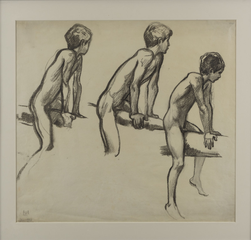 Ludwig von Hofmann - Three Studies of a nude boy on bar