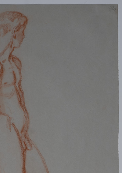 Ludwig von Hofmann - Nude boy drawing (Red)