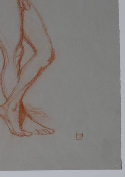 Ludwig von Hofmann - Nude boy drawing (Red)