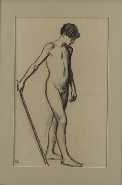 Ludwig von Hofmann - Nude Boy drawing