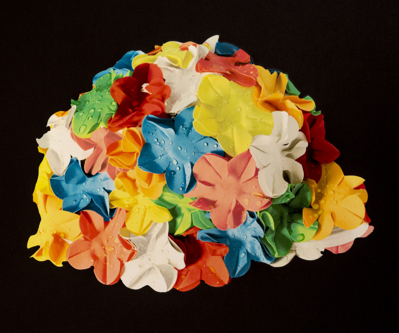 Carole A. Feuerman - Multicolored Bathing Cap (black background)