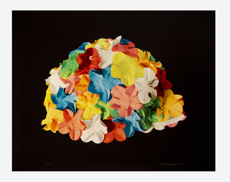 Carole A. Feuerman - Multicolored Bathing Cap (black background)