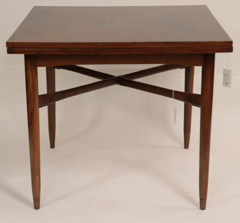 Mid Century Brass Inlaid Extension Dining Table