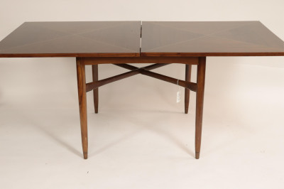 Mid Century Brass Inlaid Extension Dining Table