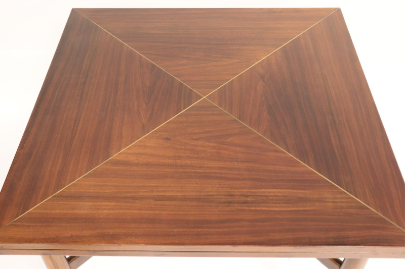 Mid Century Brass Inlaid Extension Dining Table