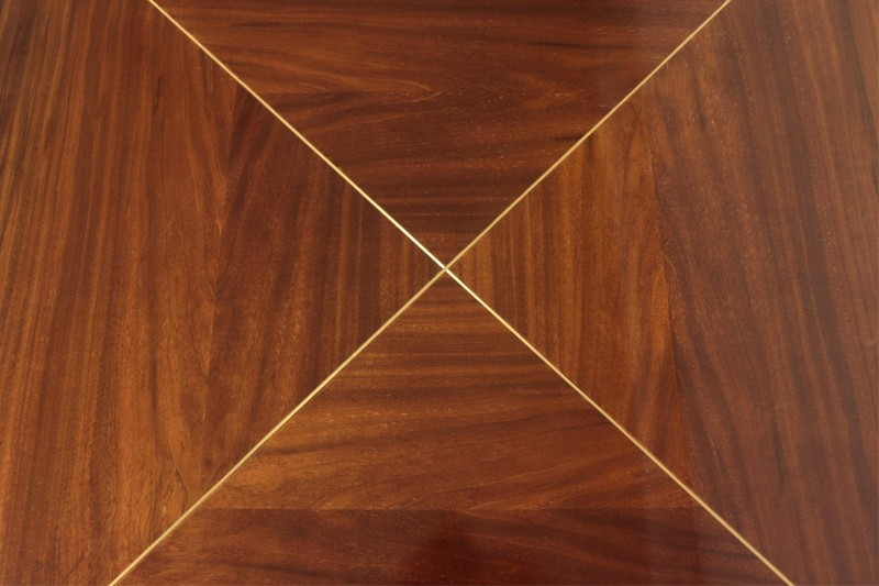 Mid Century Brass Inlaid Extension Dining Table