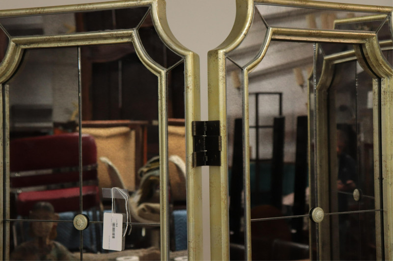 Mid Century Smokey Mirrored &amp; Silvered Sconces