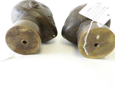 Pr Painted Plaster Nubian Bust Newel Post Finials