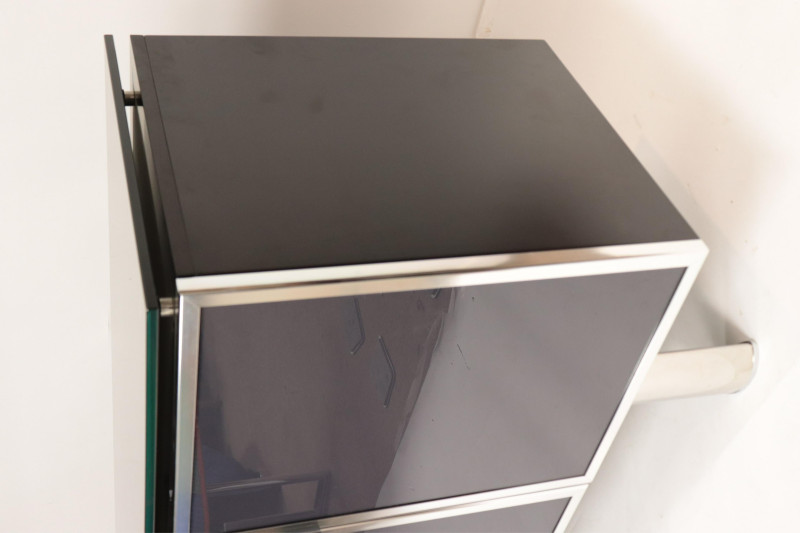 Contemporary Slate, Glass &amp; Chrome Cabinet