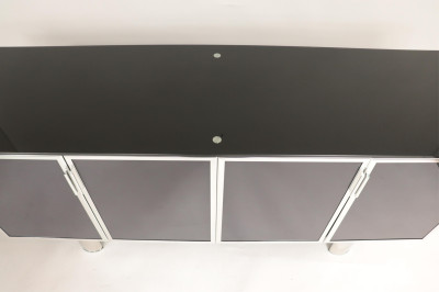 Contemporary Slate, Glass &amp; Chrome Cabinet