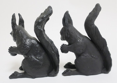Near Pair Black Basalt Wedgwood Squirrels