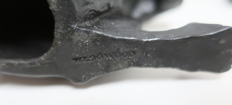 Near Pair Black Basalt Wedgwood Squirrels