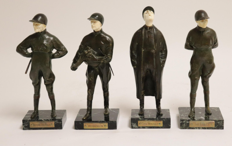 Maurice Giraud-Riviere, 4 Bronze Equestrian Figure