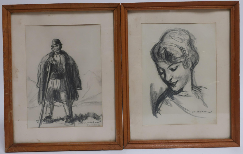 Ari Murnu, 1881-1971, 2 Drawings in Charcoal