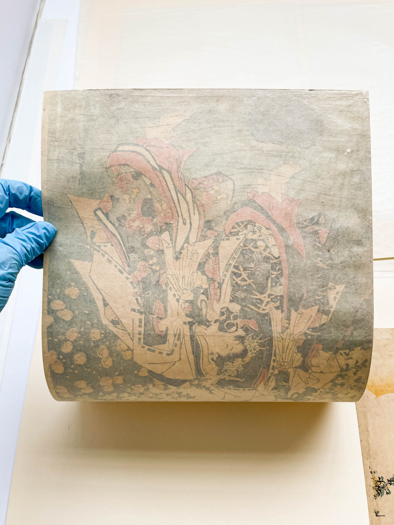 Utagawa Kunisada - Figures Traveling, Triptych