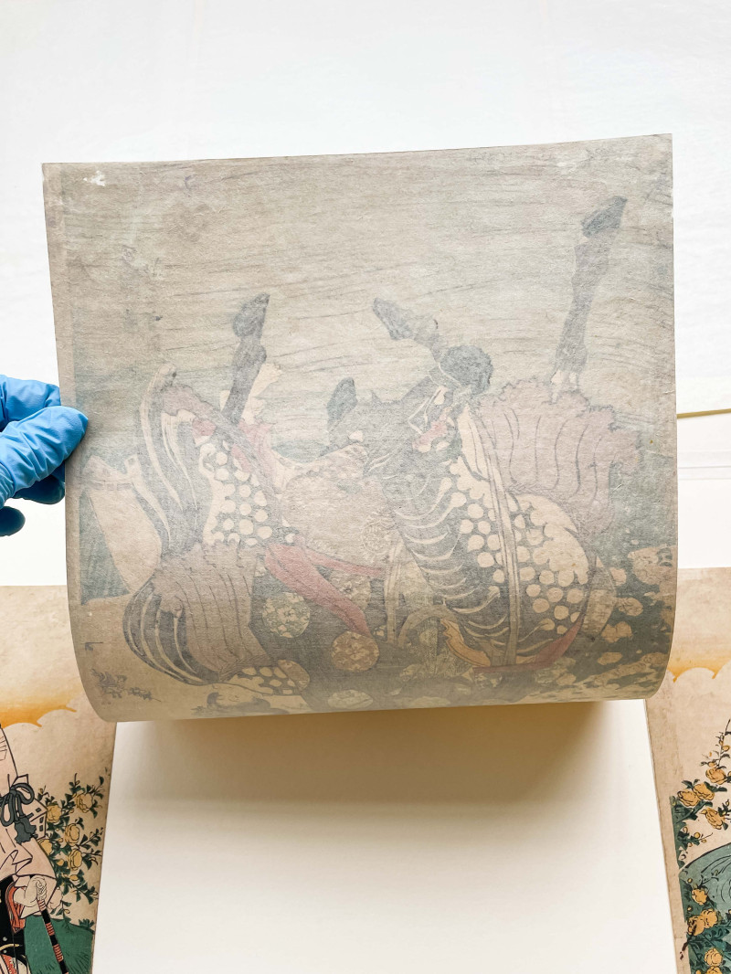 Utagawa Kunisada - Figures Traveling, Triptych