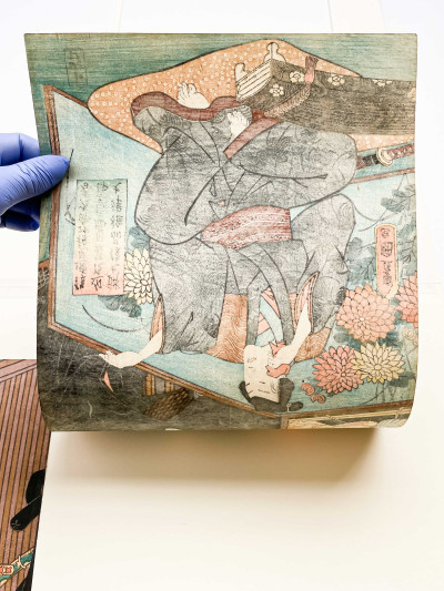 Utagawa Kunisada (Utagawa Toyokuni III) - Cloaked Samurai, Diptych