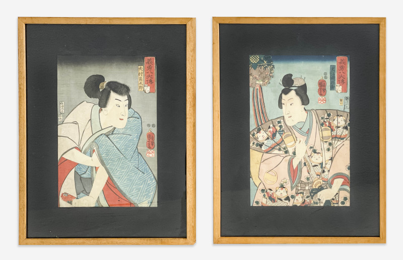 Utagawa Kuniyoshi - Two Portraits of a Samurai and Geisha