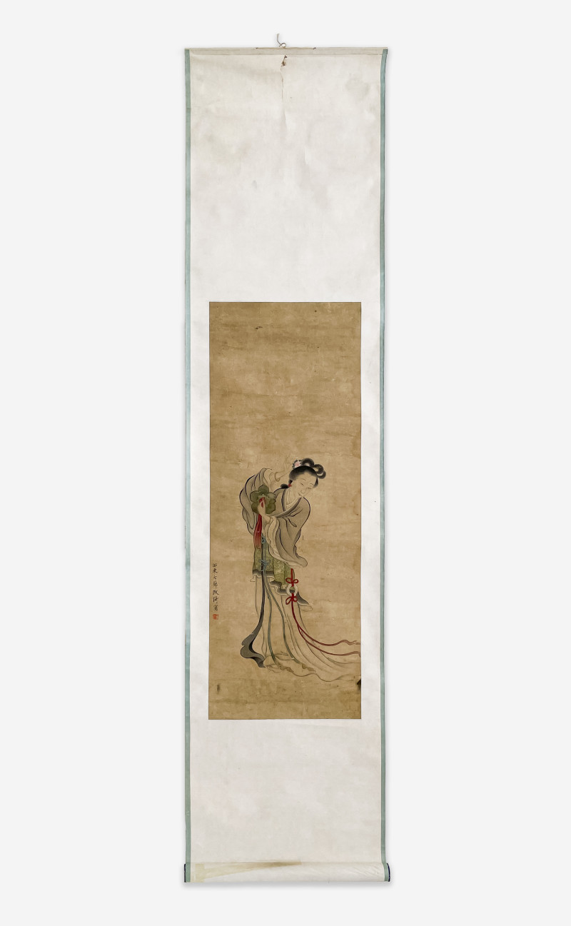 Chinese Hanging Scroll, Ink and Colors on Paper, Portrait of a Beauty