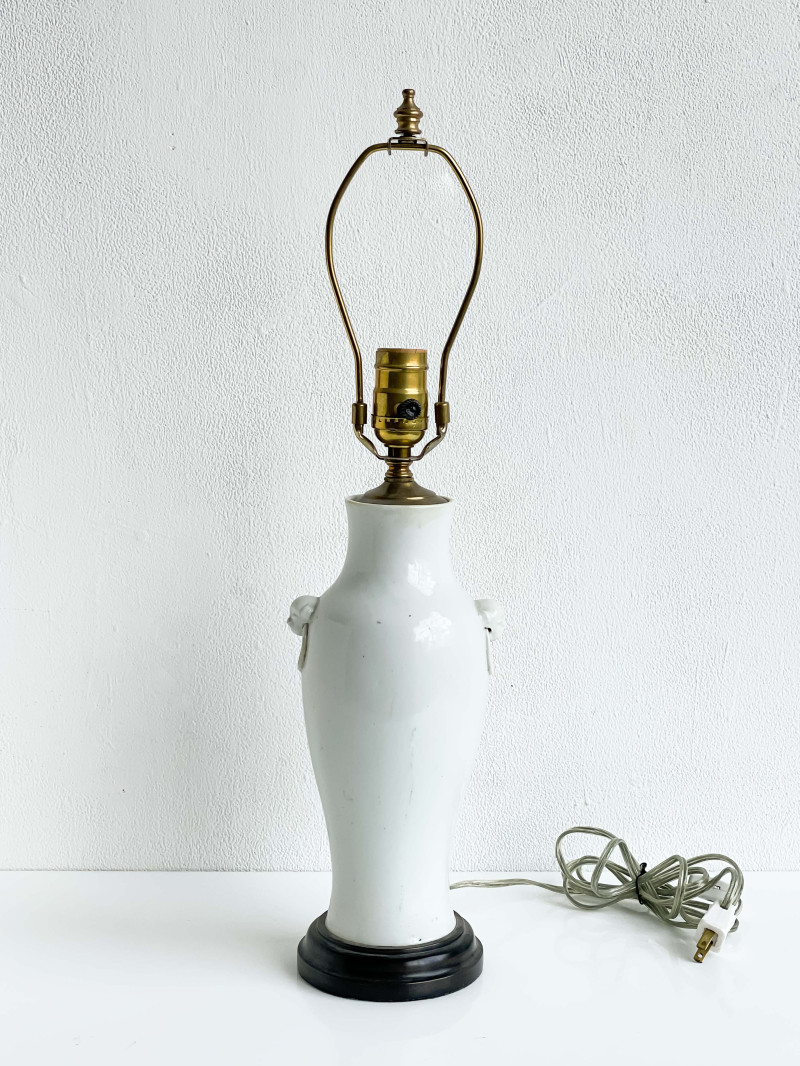 Chinese Porcelain White Glazed Baluster Vase Mounted as a Lamp
